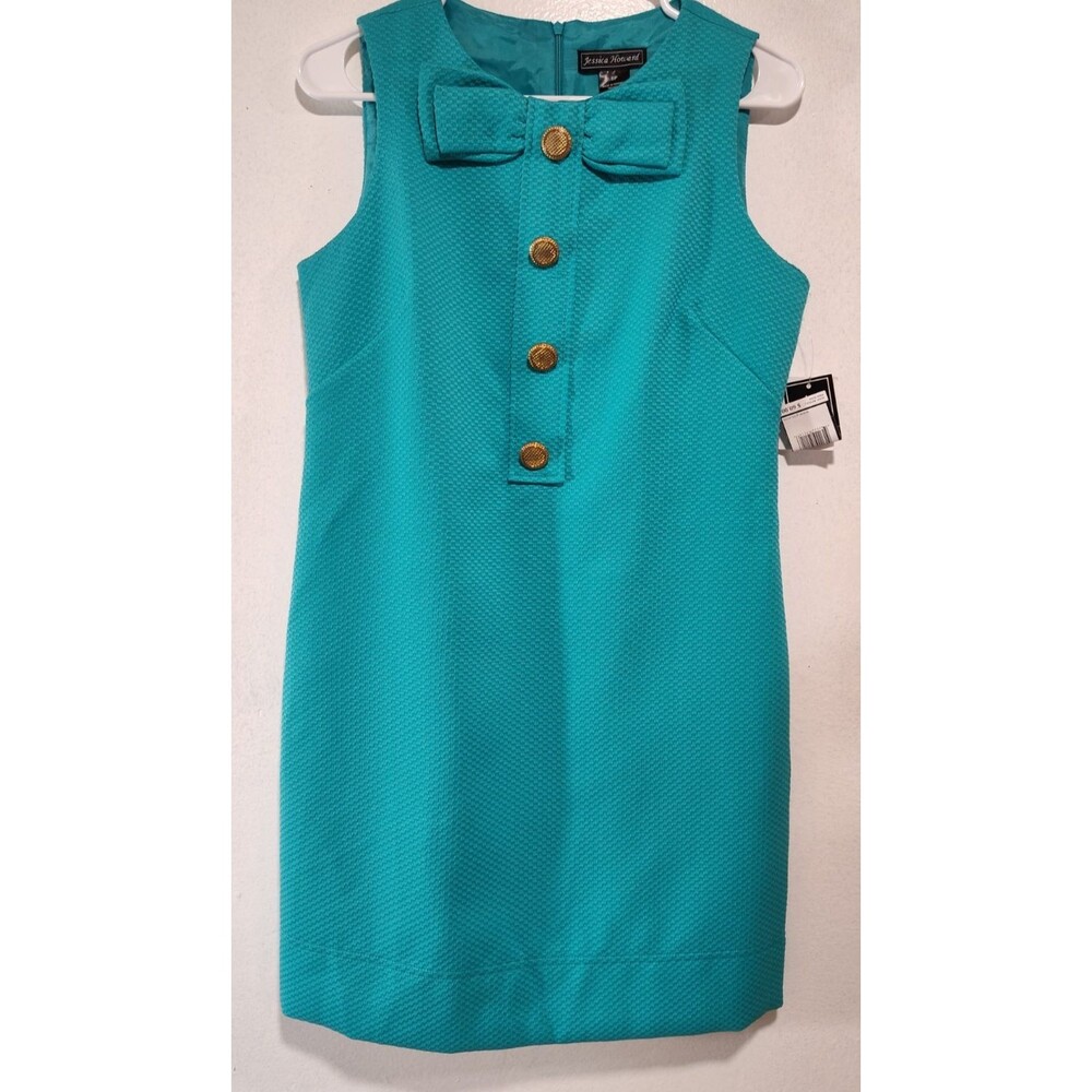 NWT Jessica Howard Women Turquoise Dress Size 8P Sheath Sleeveless
